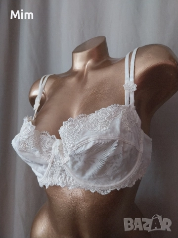 LISE CHEMEL 75 E Бял сутиен от сатен и дантела , снимка 2 - Бельо - 51783033