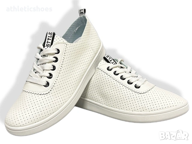 Дамски бели гуменки с перфорирана еко кожа -NEW 