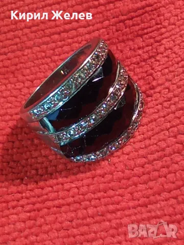СТАР ШИКОЗЕН СТИЛЕН СРЕБЪРЕН ПРЪСТЕН СРЕБРО 925 с ФАСЕТИРАН ОБСИДИАН и ИСКРЯЩИ ЦИРКОНИ 49309, снимка 16 - Пръстени - 49294846