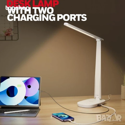 Настолна лампа Honeywell с 2 USB порта за зареждане - Sunturalux™ H2 димируема, LED, сгъваема, снимка 6 - Настолни лампи - 50578087