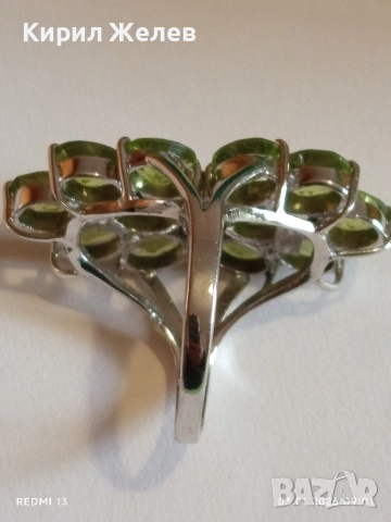 Ефектен сребърен пръстен Trifari с множество камъни ОЛИВИН подходящ аксесоар за ежедневието 27102, снимка 4 - Пръстени - 52960665