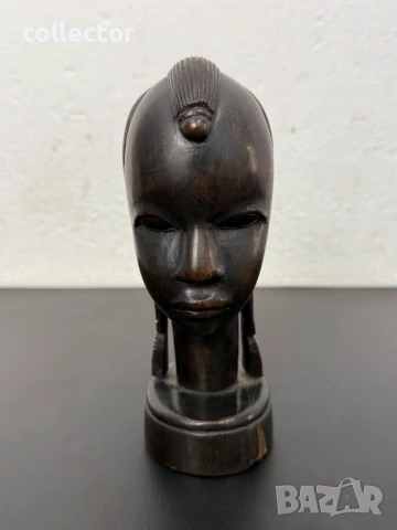 Африканска дърворезба - бюст на жена от абанос. №7965, снимка 6 - Антикварни и старинни предмети - 53857335