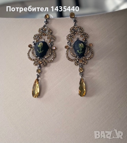 Обеци с ръчна бродерия на дизайнерката Анелия Милчева, снимка 2 - Обеци - 53486445