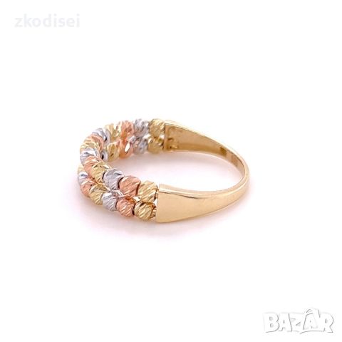 Златен дамски пръстен 2,33гр. размер:55 14кр. проба:585 модел:23692-3, снимка 2 - Пръстени - 45735625