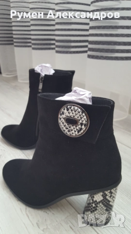 Чисто нови черни велурени дамски боти ELIZA РАЗМЕР 38, снимка 7 - Дамски боти - 52585423