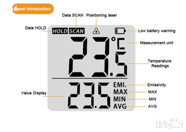 Безконтактен ръчен индустриален високопрецизен електронен температурен уред CX6014, снимка 2 - Друга електроника - 54000803