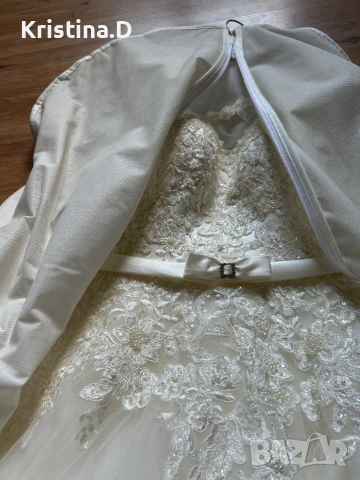 Булчинска рокля + воал , снимка 8 - Сватбени рокли - 53643079