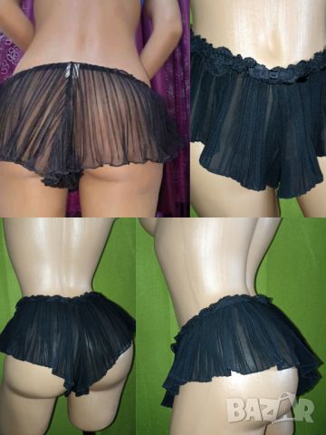 Еротични плисирани бикини в черно L, XL, снимка 3 - Бельо - 45714965