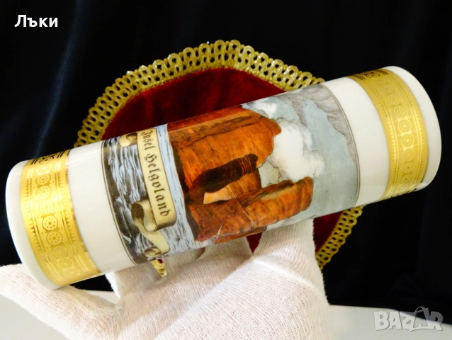 Порцеланова ваза,злато,Кораб,остров Хелголанд. , снимка 4 - Вази - 52939036