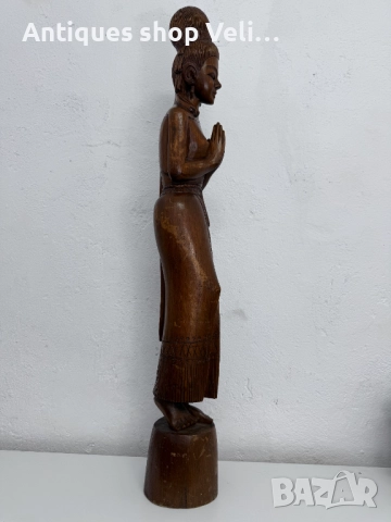 Тайландска дървена статуетка №7558, снимка 4 - Антикварни и старинни предмети - 52245077