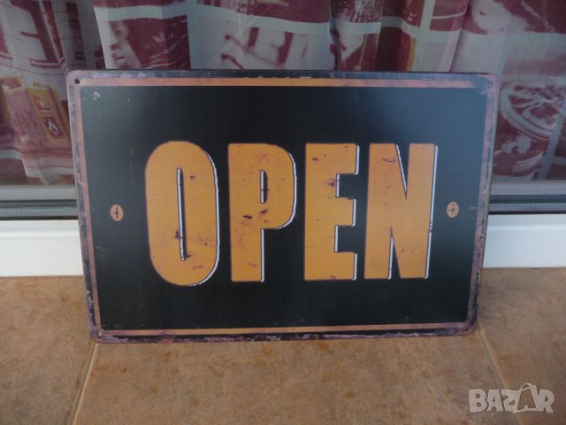 Метална табела надпис отворено OPEN магазин заведение декор, снимка 1 - Други - 46391547