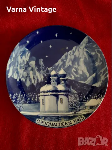 Колекционерска порцеланова коледна чиния WEINNACHTEN 1985. St. Bartholomä Германия.