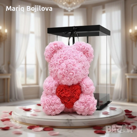 Мече от рози, 25см с подаръчна кутия в 3 цвята, снимка 7 - Декорация за дома - 53048250