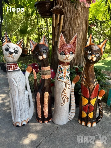 Котки от дърво , снимка 8 - Статуетки - 37531236
