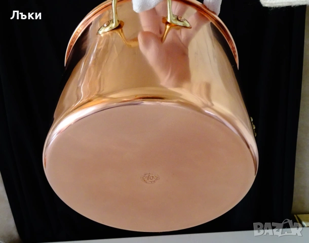 Медна тенджера 4.5 л.,чиста червена мед,печат. , снимка 6 - Антикварни и старинни предмети - 53817499