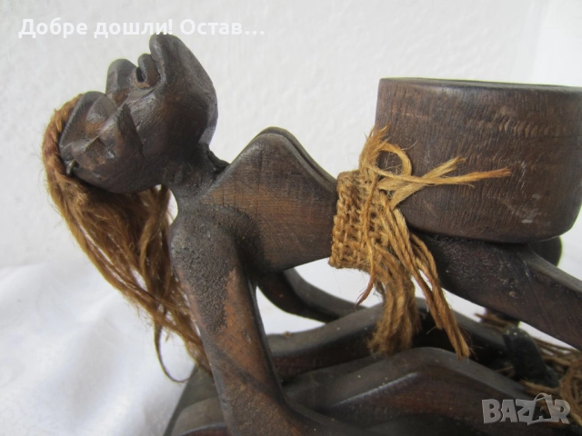 Пепелници - дървени: негри и стар дървен пепелник с лица, профили,, уникат пластика фигура с профили, снимка 17 - Статуетки - 32730620