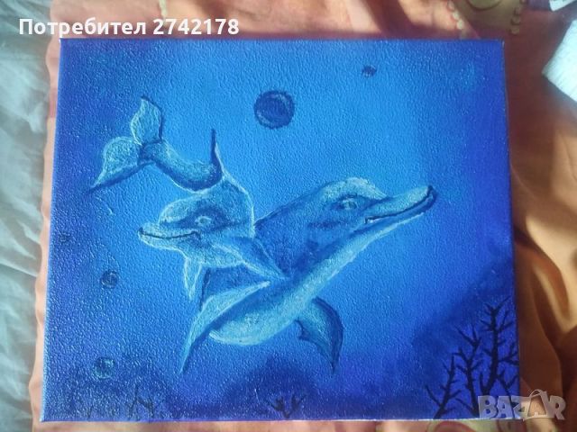 Картина - делфинчета , снимка 1 - Картини - 46246224