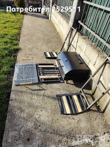 Барбекю скара на дървени въглища НОВО Подсилено 46кг скара плътен квадрат от 10мм 60 на 40 , снимка 3 - Барбекюта - 49311501