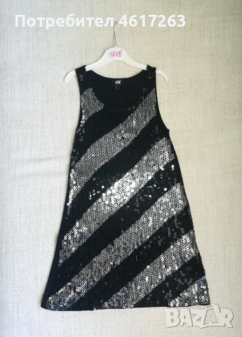 Рокля H&M с пайети 10-12г, 146-152см, снимка 3 - Детски рокли и поли - 52285280