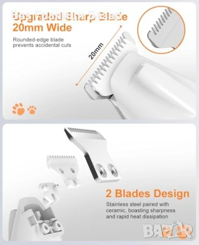 Нов Комплект за подстригване на куче лапи LED тиха машинка USB-C грижа, снимка 5 - За кучета - 53915481
