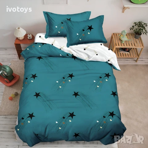 Двулицево спално бельо с ластик (размер за приста), 4 части - Модел WS14557, снимка 1