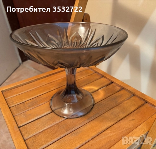 Стъклена фруктиера, снимка 4 - Антикварни и старинни предмети - 51466088