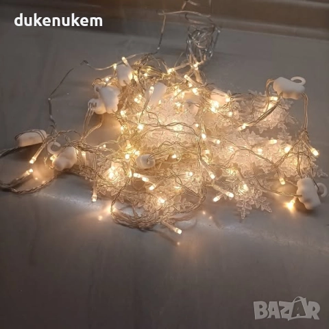 LED светлинна завеса със снежинки – 2 х 1 м, 104 лампички, 8 режима, USB, IP44, снимка 9 - Лед осветление - 51919248