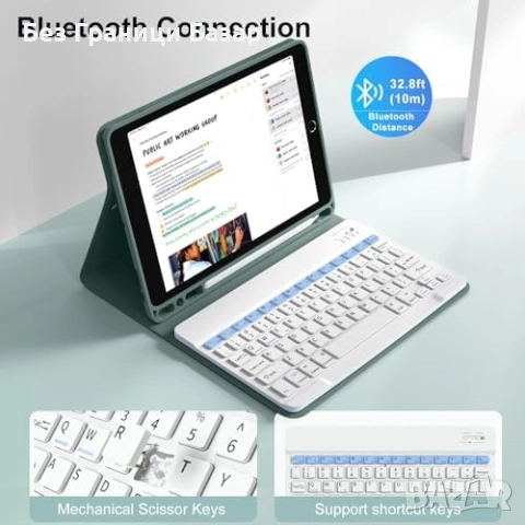 Нов Калъф с Bluetooth клавиатура за iPad 10.2 10.5 Айпад кейс таблет, снимка 4 - Друга електроника - 53817917