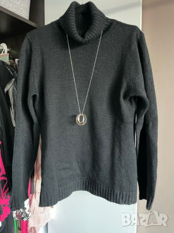 OVS Дамски вълнен черен пуловер поло, L