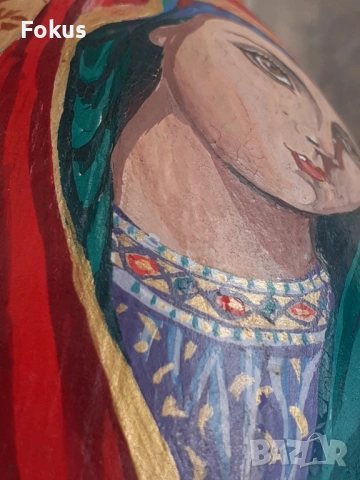 Старо голямо ръчно рисувано яйце керамика религия икона, снимка 5 - Антикварни и старинни предмети - 53353862