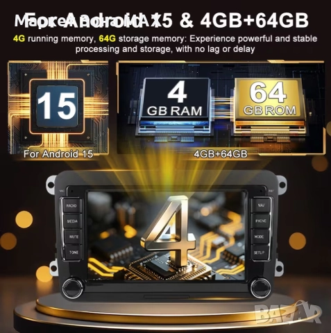 Промоция - 8-ядрен Android 15 мултимедиен блок за VW Golf 5/6, Touran, Polo – 17.78" тъчскрийн, снимка 3 - Навигация за кола - 52884934