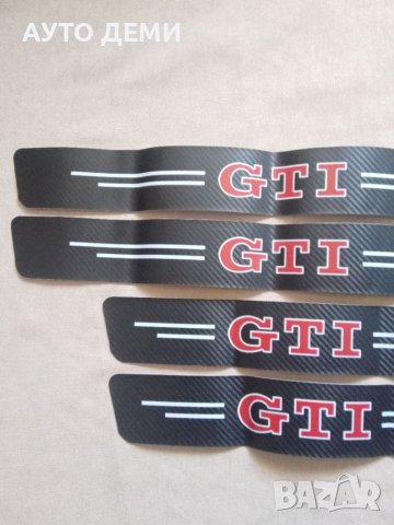 Качествени черен карбон стикери за прагове с лого GTI за кола автомобил джип + подарък , снимка 5 - Аксесоари и консумативи - 45682130