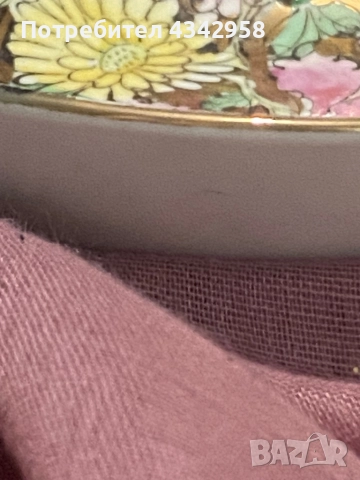 Винтидж порцеланова позлатена чиния 1970 те.Китай., снимка 5 - Антикварни и старинни предмети - 52185588