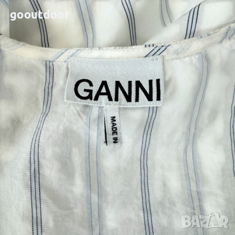 Ganni Striped обвиваща памучна риза (38), снимка 8 - Ризи - 53332667