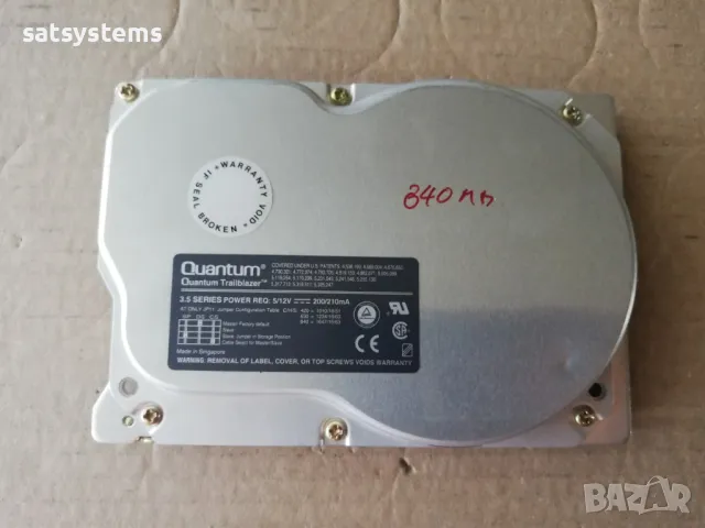 Хард диск QUANTUM TRAILBLAZER 840AT 840MB ATA TR84A011, снимка 1 - Твърди дискове - 47133325