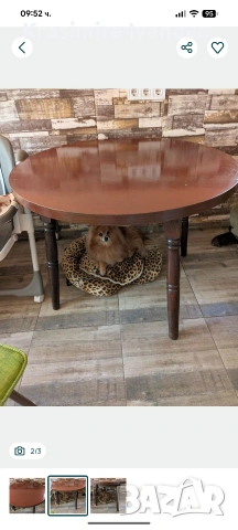 Ретро дървена кръгла маса, снимка 2 - Маси - 53869392