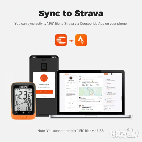 Coospo GPS вело- компютър с Bluetooth/ANT+, снимка 7 - Части за велосипеди - 48548293