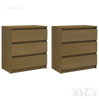 vidaXL Нощни шкафчета, 2 бр, меденокафяви, 60x36x64 см, бор масив(SKU:3093550, снимка 1 - Шкафове - 46104992