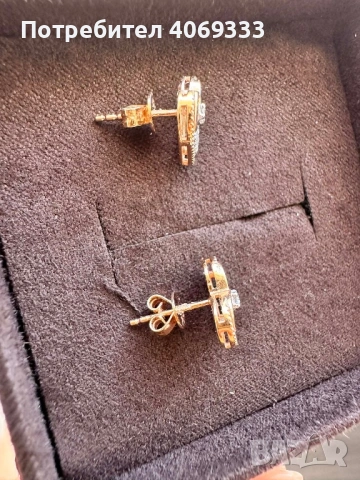 Чисто нови златни обеци с диаманти , снимка 2 - Обеци - 54172361