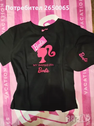 Комплект Barbie - плажна хавлия, тениска и шапка!, снимка 4 - Тениски - 50414898