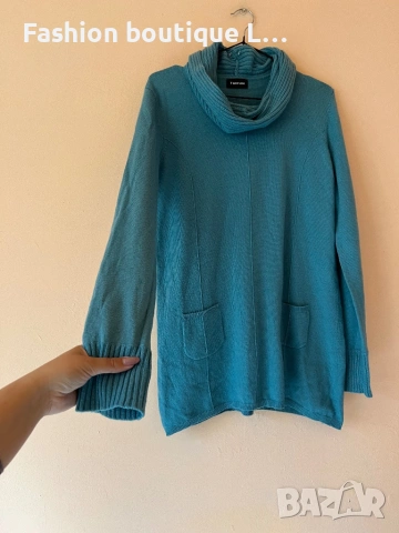 Нова тюркоазена памучна блуза с джобчета 🩵💙💚, снимка 2 - Блузи с дълъг ръкав и пуловери - 53929685