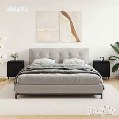 vidaXL Нощни шкафчета 2 бр черни 40x30x50 см инженерно дърво(SKU:826815), снимка 2 - Шкафове - 48837569