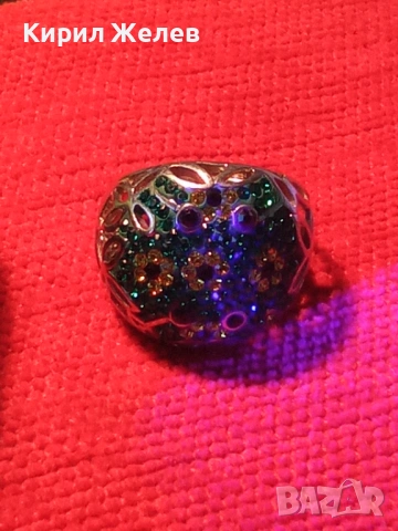 Ретро сребърен пръстен с флорален абстрактен дизайн с СМАРАГДИ, ЦИТРИН, ТУРМАЛИН Арт бижу 51817, снимка 12 - Пръстени - 53004037