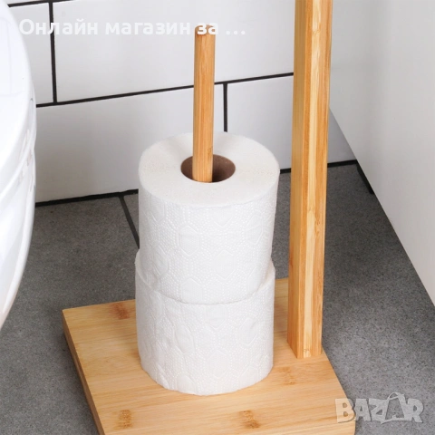 Стойка за тоалетна хартия с място за резервни ролки, бамбук 70см 567039, снимка 5 - Органайзери - 53232550