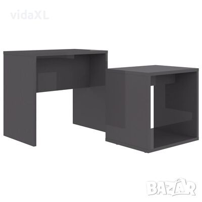 vidaXL Комплект маси за кафе, сив гланц, 48x30x45 см, ПДЧ(SKU:802893