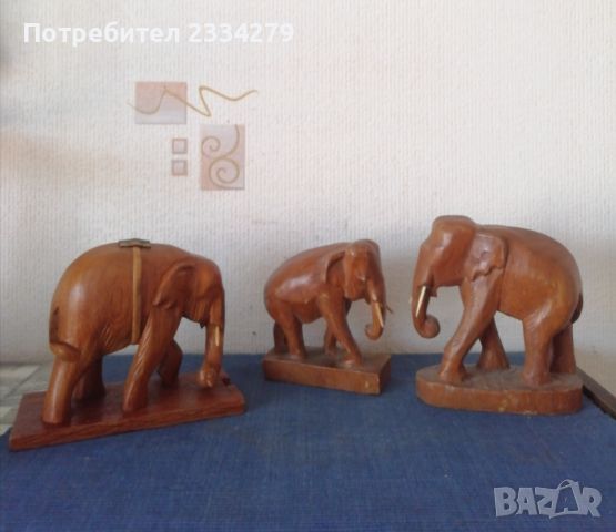 Статуетки на слонове, ръчна дърворезба. , снимка 5 - Статуетки - 46421516