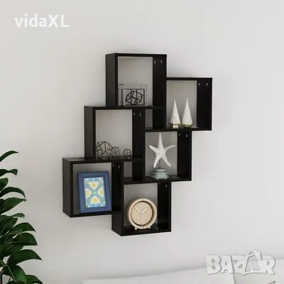 vidaXL Стенен кубичен рафт, черен, 78x15x93 см, инженерно дърво(SKU:807170), снимка 2 - Други - 49226638