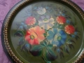 Поднос ръчно рисуван от соца цветя става и за декорация нов 315 мм фи и вътрешен 270мм, снимка 4