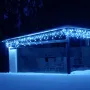 Коледни LED лампички завеса 3.5м х 30-40-50см падащи висулки студено бяла светлина, снимка 2