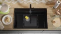 Черна Кухненска Мивка от гранит Осло 80 XXL Top 780 x 500 mm, снимка 6